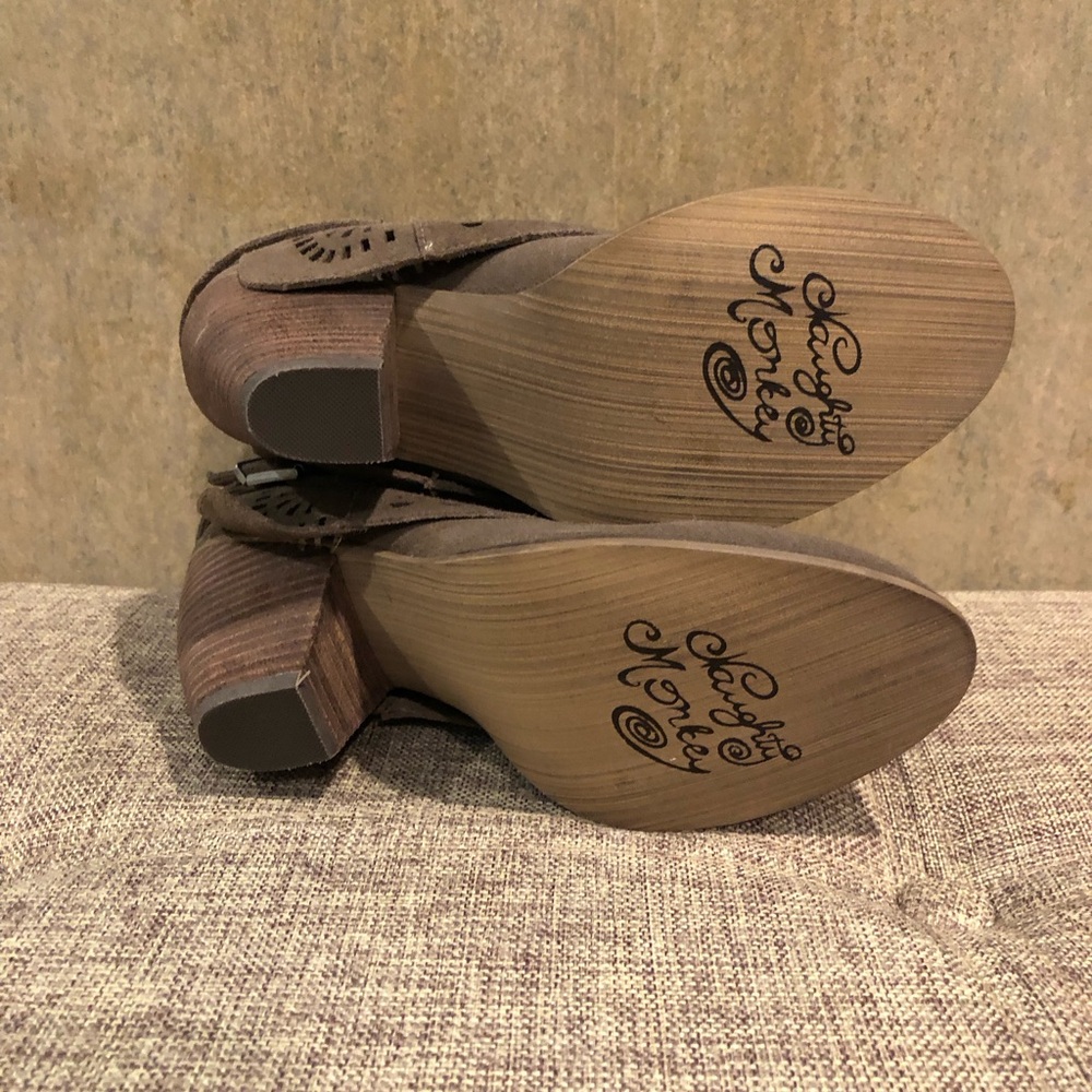 Naughty Monkey Brown Ankle Booties with Buckle Straps - Picture 4 of 5